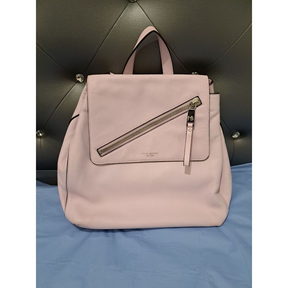Henri Bendel New York Womens Light baby Pink Leather Backpack Bag - Picture 2 of 7
